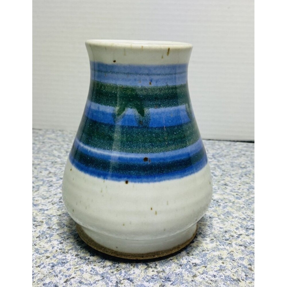 Mug Cup Blue Studio Pottery Signed Hand Thrown Stoneware Signed HEIGH